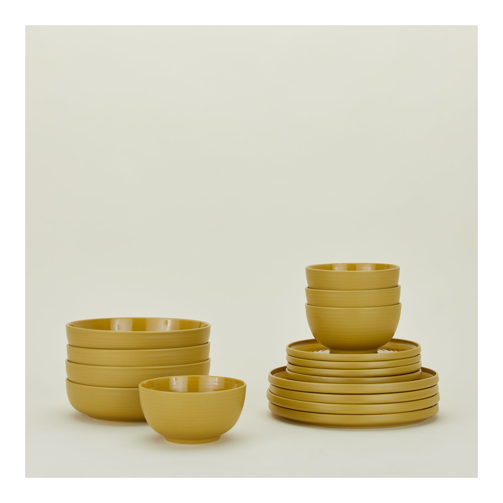 Essential Stoneware Dinnerware Set, Mustard