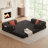 78.7" Large 5 in 1 Sofa Bed Convertible, No Tools Assembly Sleeper Sofa, Modern FrameLess Boneless Couch, Washable Corduroy Couch, Oversized for Small Space, Grey, 2 Pillows Included, Charcoal Grey-220825750