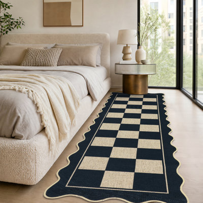 Tapis festonné à carreaux pour l'extérieur 