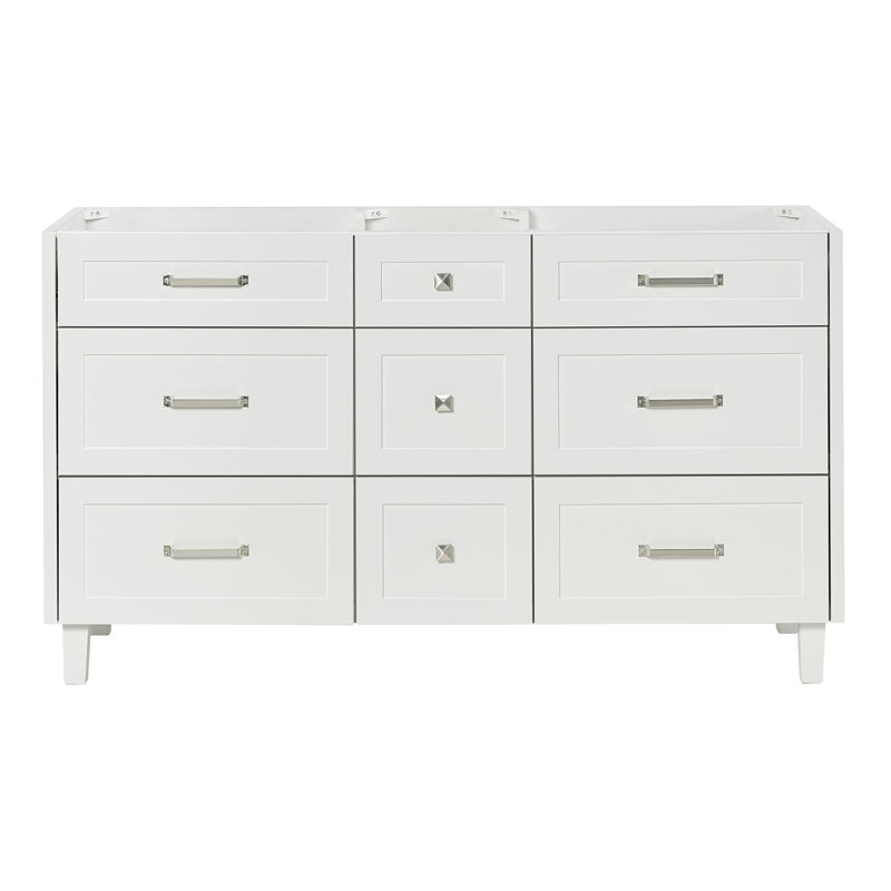 Base de meuble-lavabo simple en bois massif 60 po ARIEL Monreau, Blanc