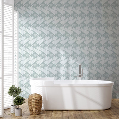 Papier peint ange poisson - turquoise