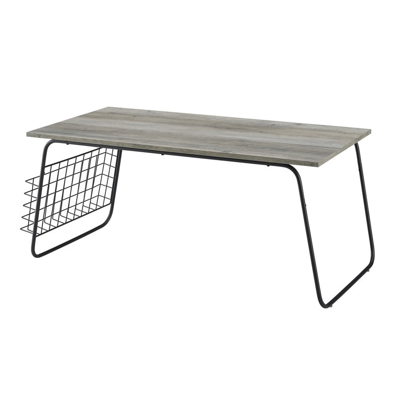 Lulu Sled Coffee Table, Grey Wash, Black