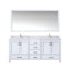 Meuble-lavabo double blanc l 72 po x P 22 po, comptoir en marbre de Carrare, ensemble de robinet et miroir de 28 po