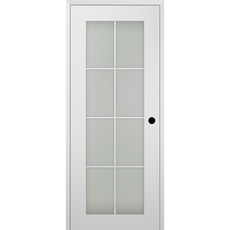 Porte intérieure pré-suspendue en bois manufacturé et en verre Smart Lite 8 Lite Smart Pro, 35,875 po x 95,24 po, Gauche