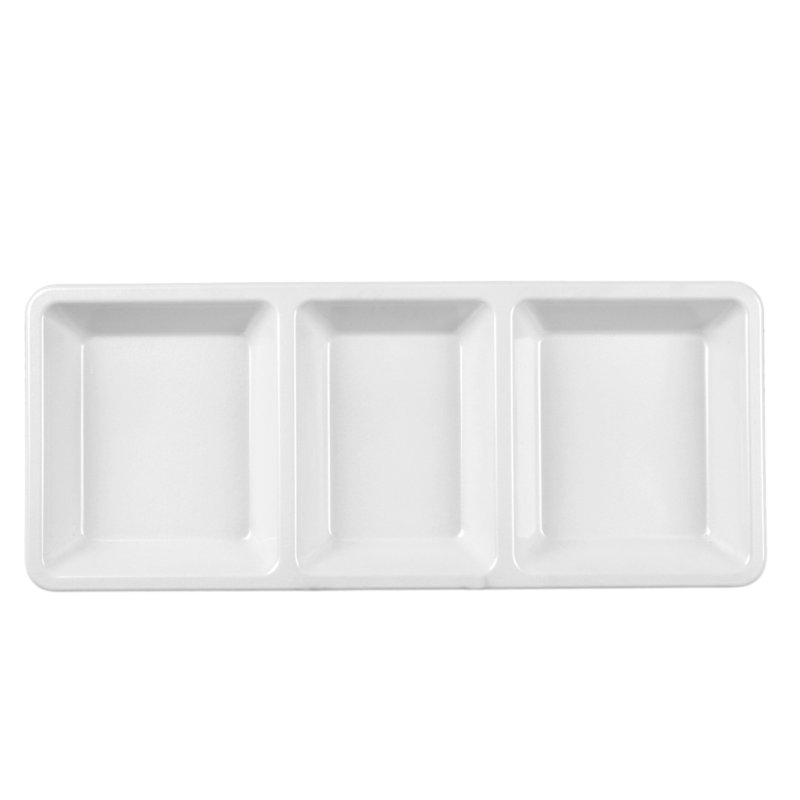 Plat de service divisée en mélamine 3 compartiments rectangulaire Passion, Blanc