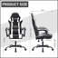 Fauteuil de jeu noir et blanc, avec repose-pieds, fauteuil d'ordinateur ergonomique, avec appui-tête et support lombaire, fauteuil de jeu vidéo à hauteur réglable pour adultes