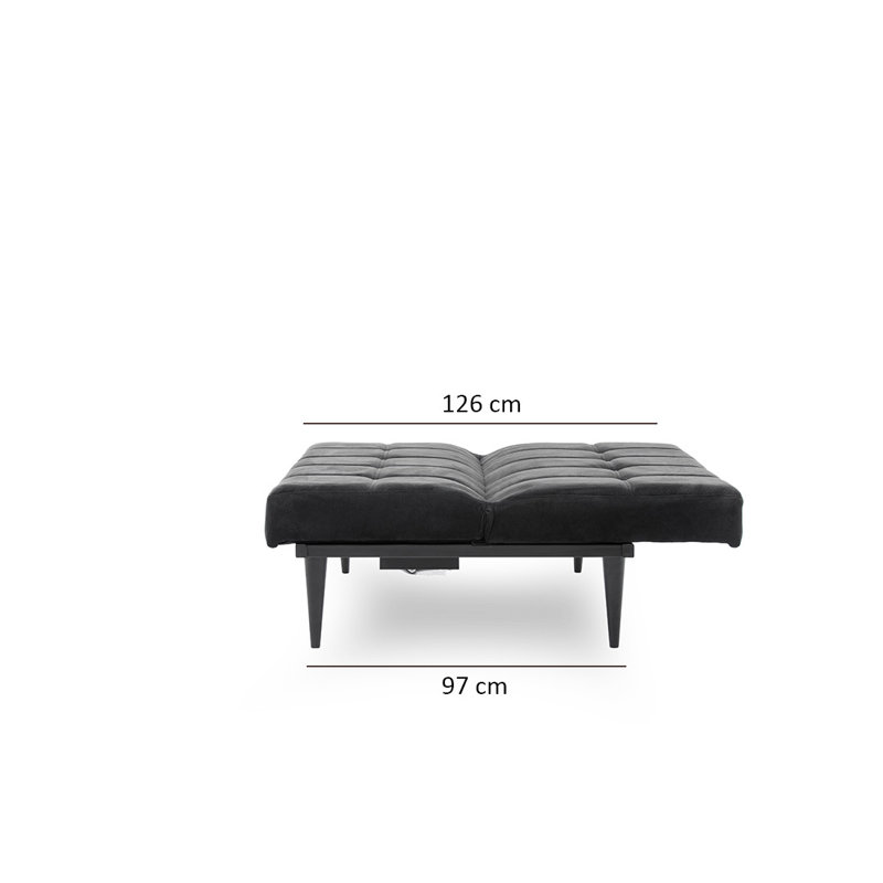 Canapé-lit rembourré 57,5 po, 100 % polyester noir