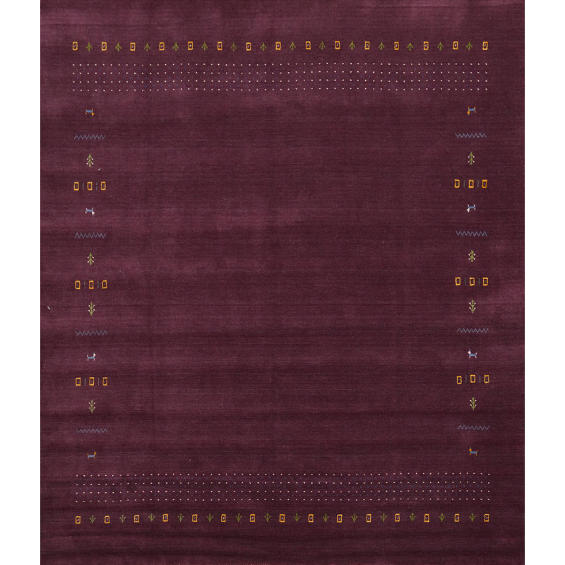 Tapis mauve à motif indien Gabbeh