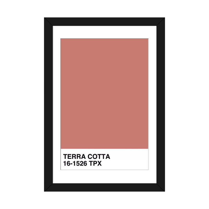 «Terra Cotta 16-1526 TPX», impression sur toile, H 24 po x l 16 po x P 1 po, Papier d'art encadré noir, Blanc