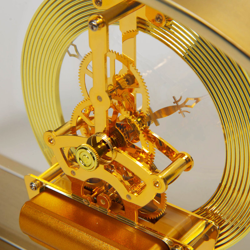 Roman Numeral Metal Quartz Movement / Crystal Tabletop Clock, Gold
