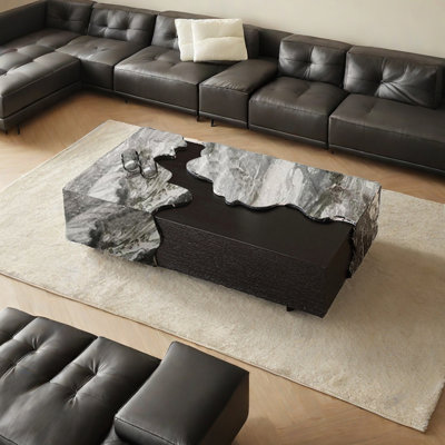 Creative rectangular marble end table
