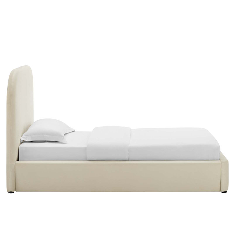 Lit plateforme tapissier Keyné, Simple, Albâtre