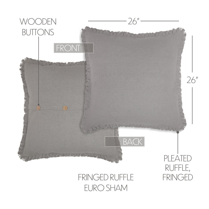 Burlap Dove Grey 100% Cotton Pillow Sham