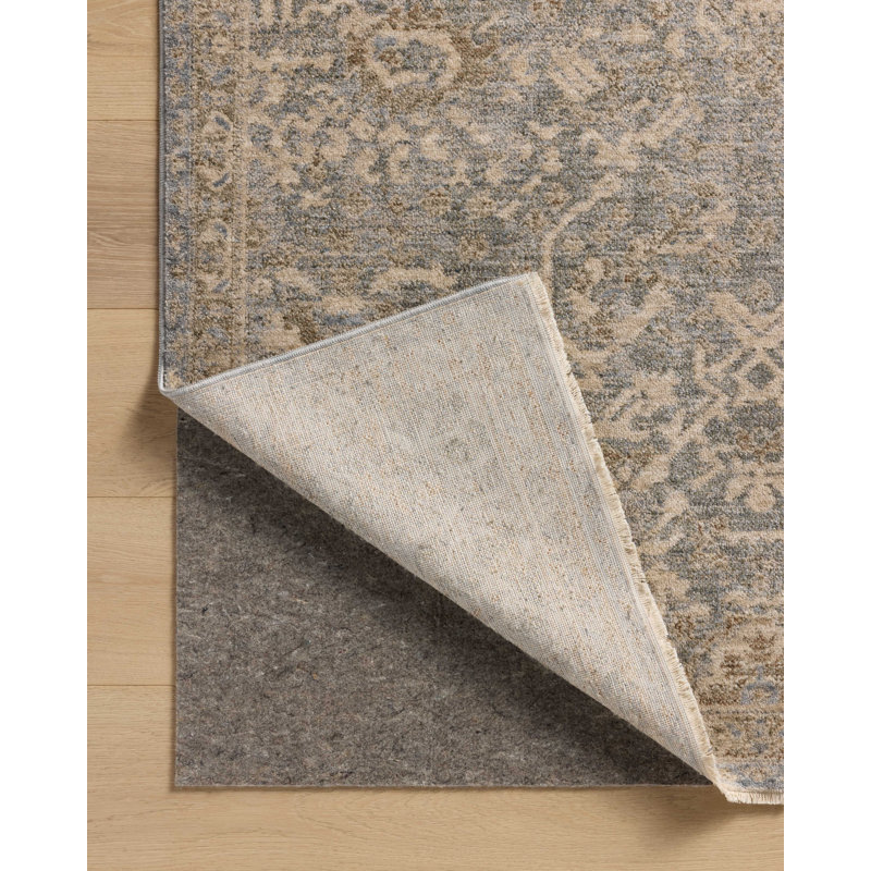 Junie Blue and Natural Round Synthetic Area Rug