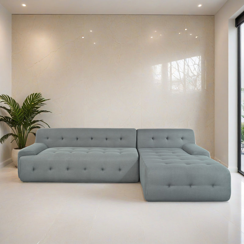Canapé-lit modulaire 2 pièces pour salon, Polyester gris