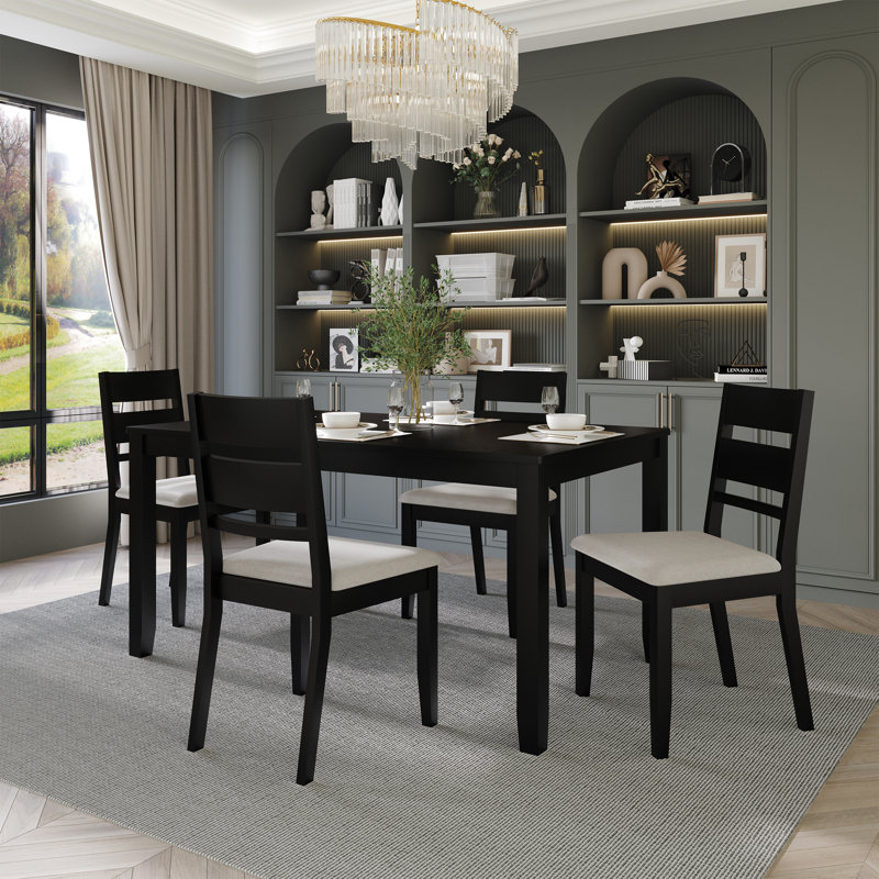 Ocossio 4 - Person Four Leg Dining Set, Black