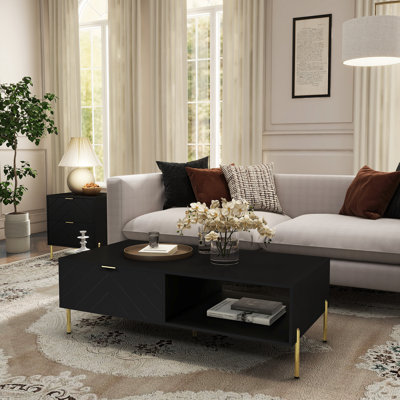 Table basse Mid-Century moderne avec tiroirs doubles