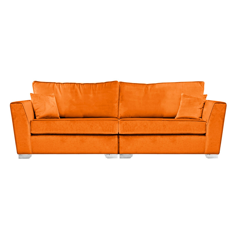 Quade 4 Seater Velvet Sofa, Orange
