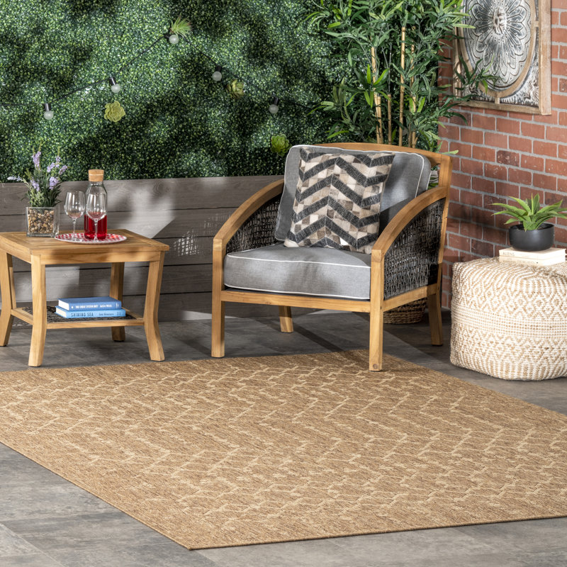 Edelstein Moroccan Brown Indoor / Outdoor Area Rug, Rectangle 8' x 10'