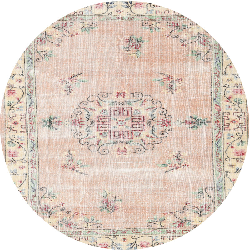 Tapis contemporain beige / rouge / vert, Rectangle 5 pi x 7 pi