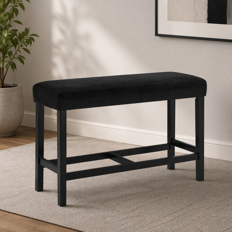 Banc de salle à manger à hauteur de comptoir avec siège rembourré et base en bois