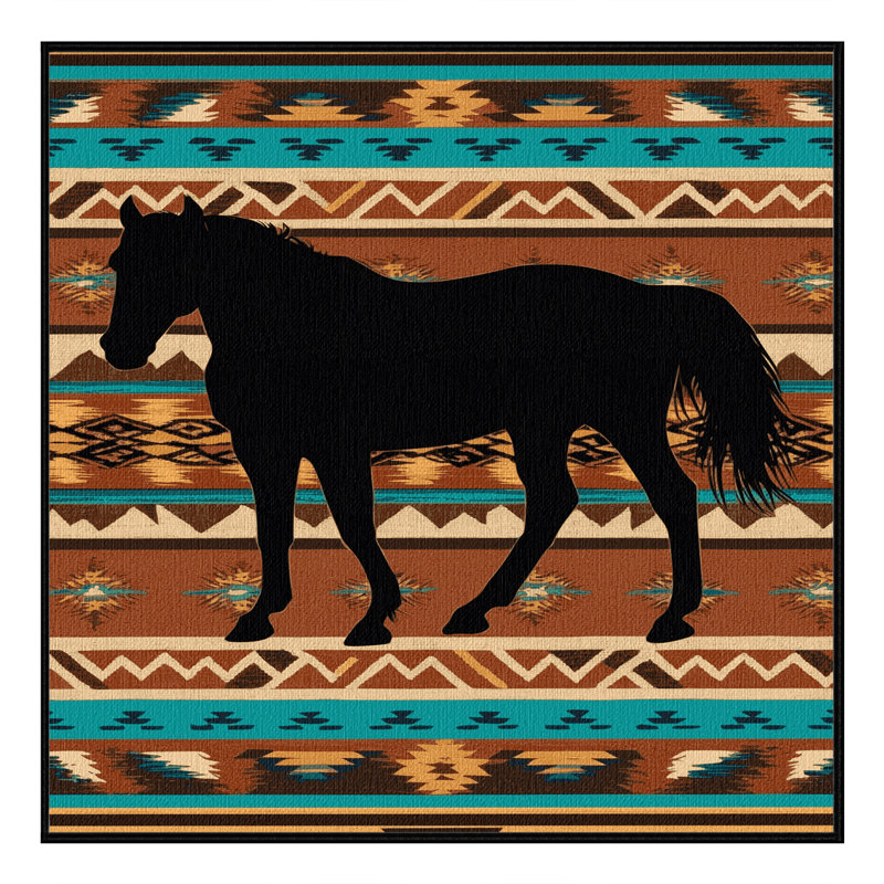  Tapis lavable d'inspiration amérindienne du sud-ouest, Carré 3 pi