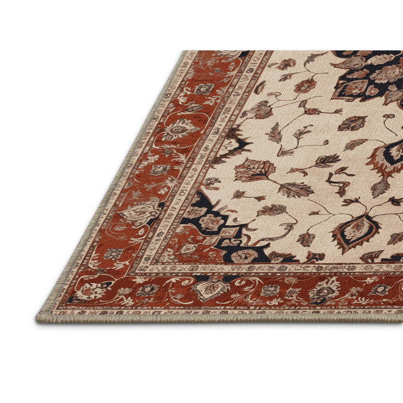 Tapis beige lavable à la machine, Carré 5 pi