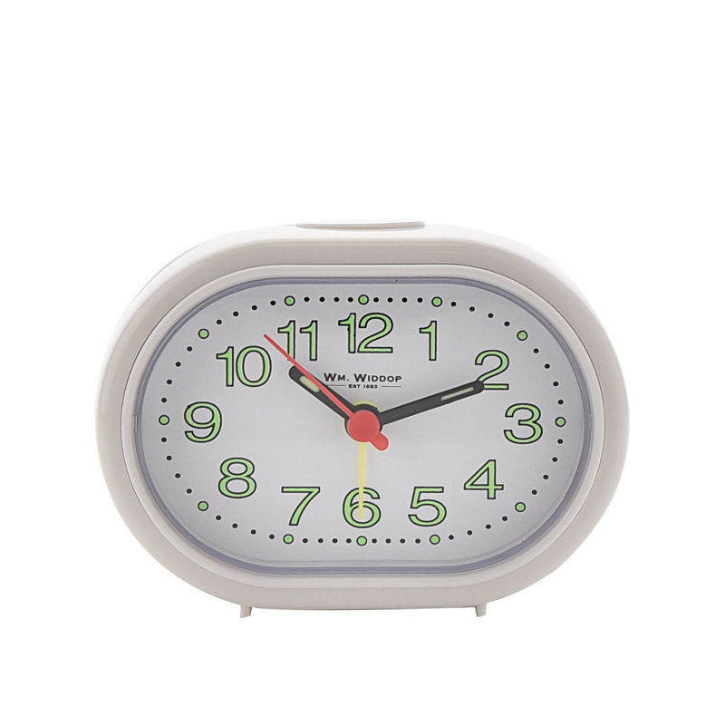 Analogue Quartz Movement / Crystal Alarm Tabletop Clock in White