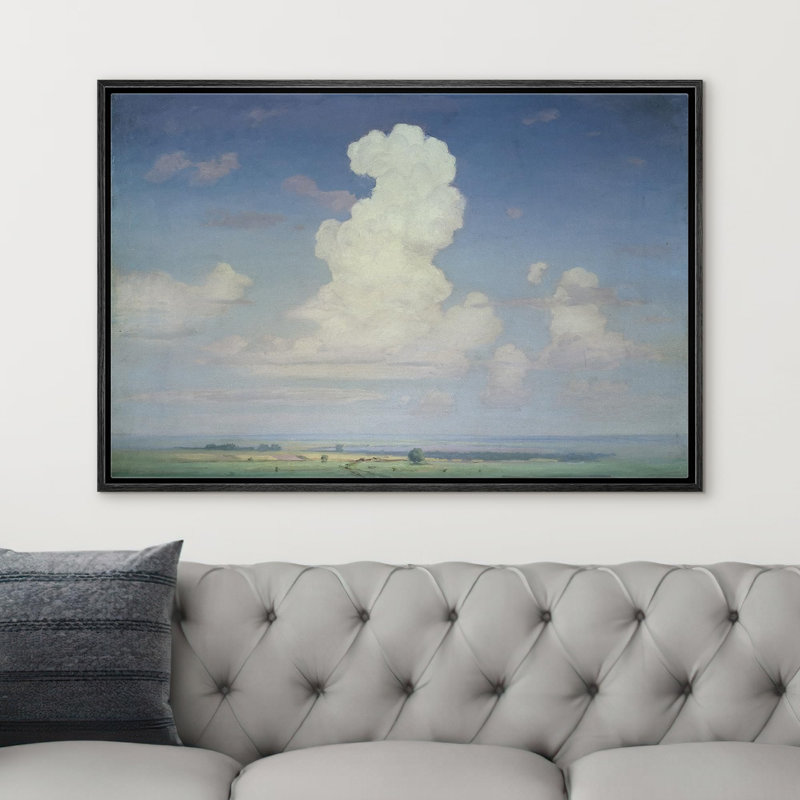 Nuage nuageux, illustrations, beaux-arts, paysage, Cadre flottant noir, H 24 po x l 36 po