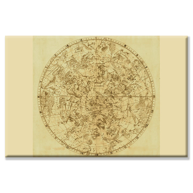 Carte céleste des cieux mythologiques par sir john flammé-impression d’art graphique, H 44 po x l 66 po x P 1,5 po