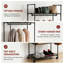 Portant à vêtements roulant 3 en 1 ultra-résistant, organisateur de placard portatif avec structure en acier au carbone - Roues verrouillables - Barre de suspension + Étagère supérieure pour sacs + Étagères de rangement à 2 niveaux, Noir