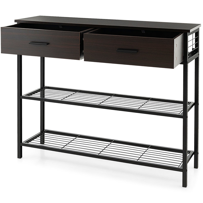 Wadeeah 12'' Console Table, Black Walnut