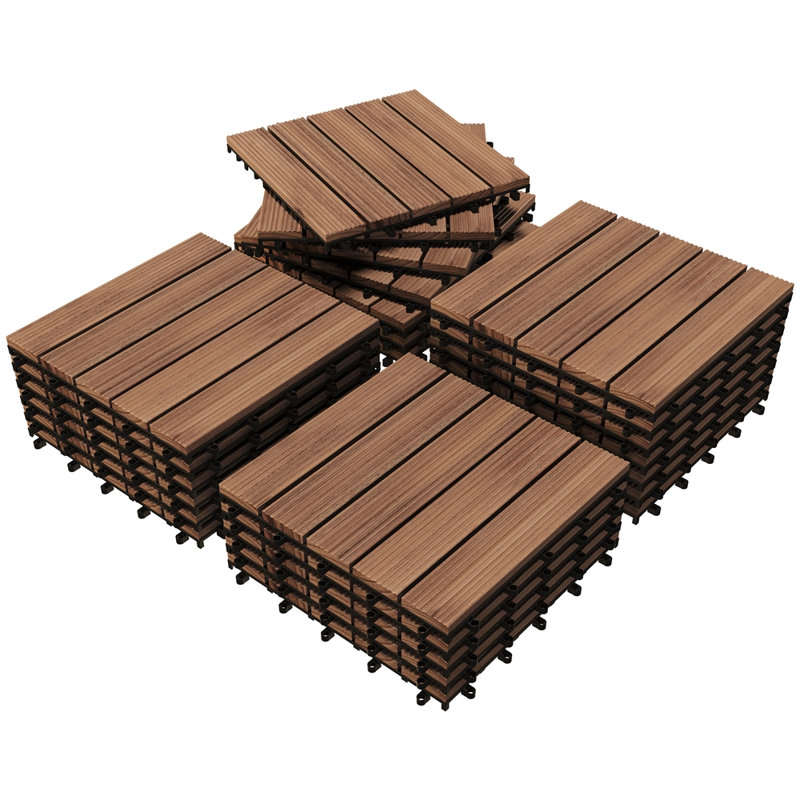 Carreau de terrasse en bois massif 12 "x 12", Brun