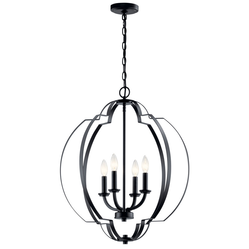 4 - Light Geometric Chandelier, Black