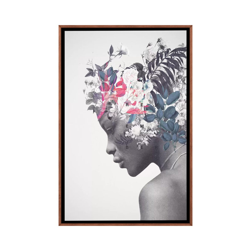 Impression « Memento » par Frank Moth, Pas de tapis, H 26 po x l 18 po x 1,5 po, Toile avec cadre en bois brun classique