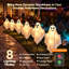 Décorations d'Halloween fantômes solaires, ensemble de 3 lampes fantômes en tissu avec 8 modes d'éclairage, décoration extérieure pour pelouse, porche, allée ou jardin.