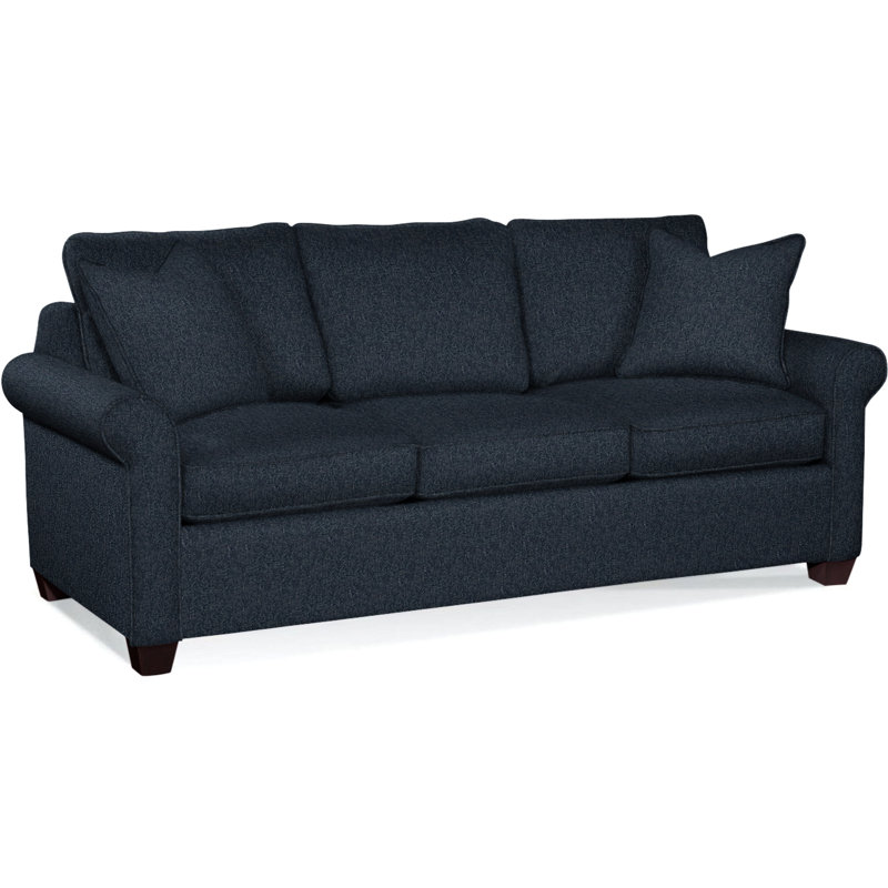 Park Lane Upholstered 81'' Sofa, Java Finish, Navy Crypton Performance; 0822-61
