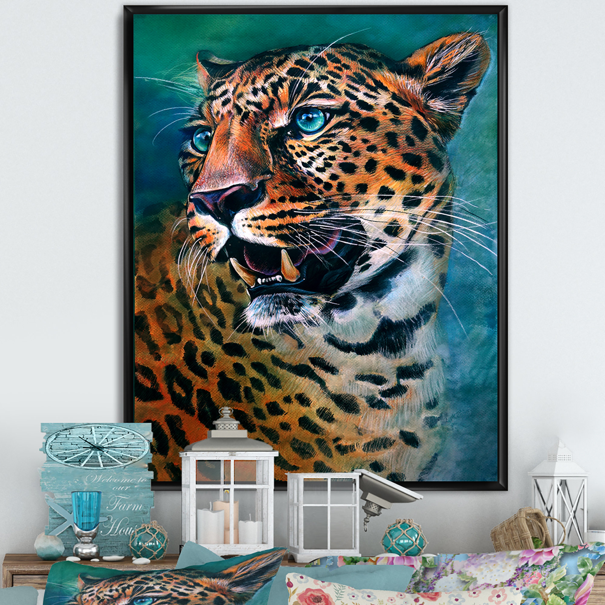 Mercer41 Artistic Colorful Painting Of Leopard Framed On Canvas Painting |  Wayfair