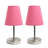 Amandev Simple Designs Sand Nickel Mini Basic Table Lamp with Tapered Fabric Shade-1727903273