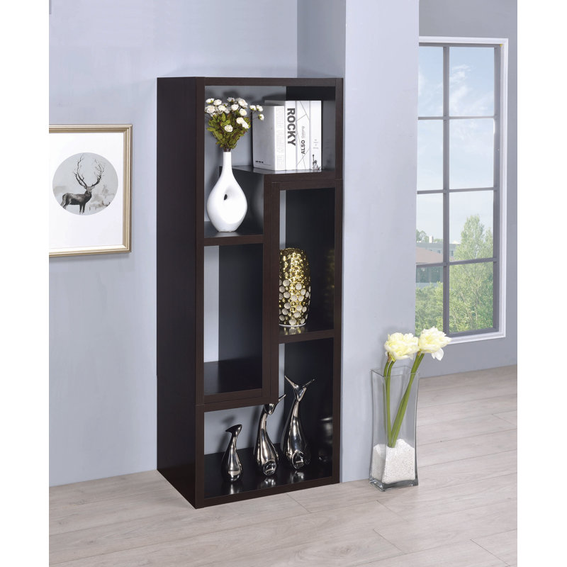 Adamsville Geometric Bookcase, 22" H x 47.25" W, Black