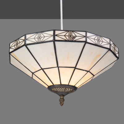 Barfleur 33cm Tiffany Style Cream Glass Bowl Pendant Shade
