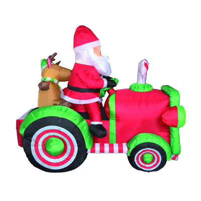 The Holiday Aisle® Santa With Tractor 6 ft. Inflatable