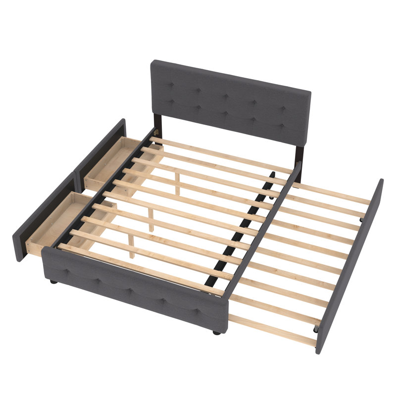 Grand lit standard avec rangement Ayuda, Gris foncé