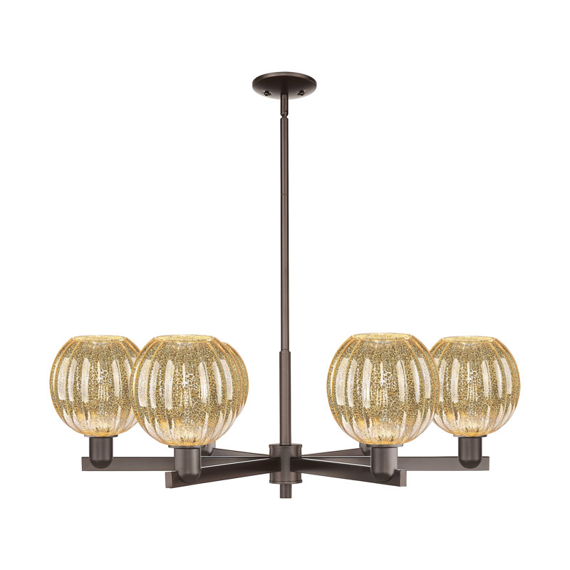 Lustre suspendu 6 lumières Hailsham, Mercure, Bronze frotté à l'huile