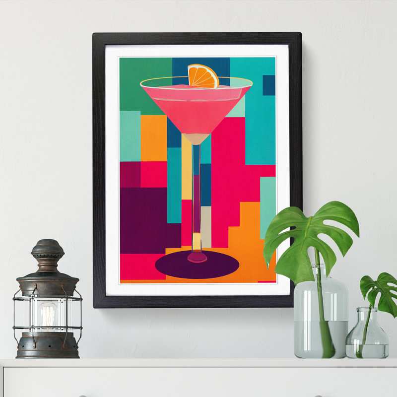 Cocktail Boho - Single Picture Frame Print, 34cm H x 25cm W, Walnut Framed