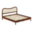 Cadre de lit plateforme de style Mid-Century moderne avec tête de lit courbée en rotin, lit de style scandinave Boho, lit pour la chambre à coucher, aucun sommier nécessaire, noyer-133397100-133397102