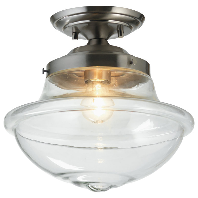 Ceasar Glass Flush Mount, Antique Chrome