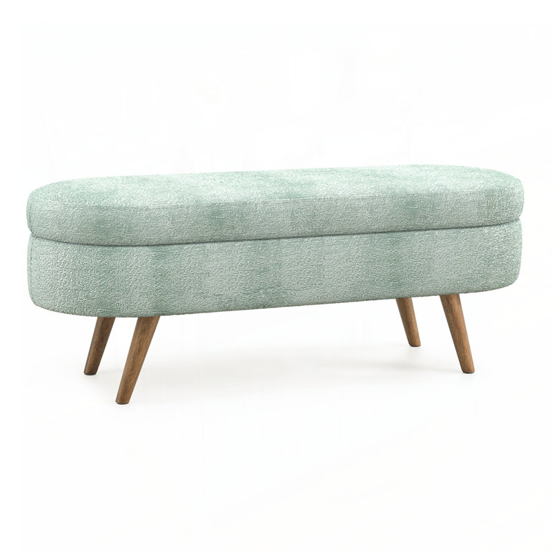 Ottoman Oval Storage Bench, Cyan