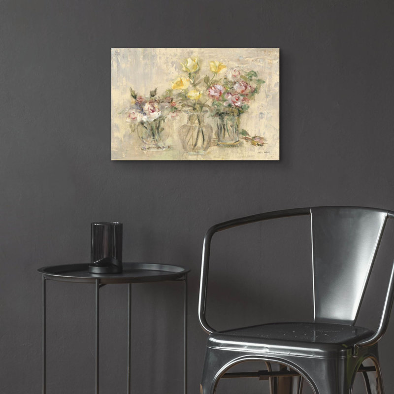«Flowers In Etched Glass» par Cheri Blum, art mural en verre acrylique, H 16 po x l 24 po x P 0,2 po