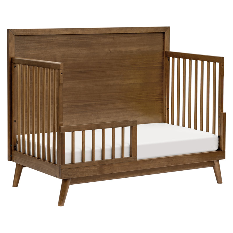 Palma 4-in-1 Convertible Crib with Toddler Bed Conversion Kit, Natural Walnut
